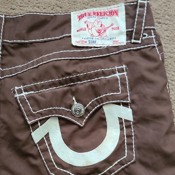 True Religion Brown Flat Front Shorts - Picture 1 of 14